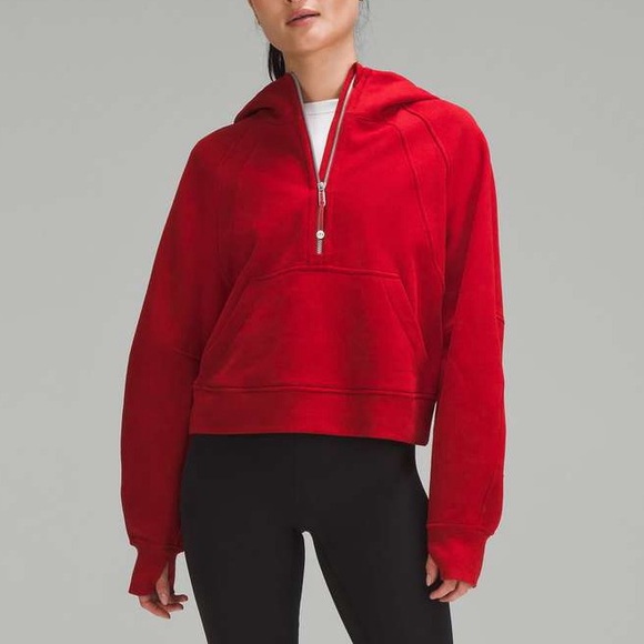 Lululemon Scuba Oversized Half-Zip Hoodie - Red - Picture 3 of 4